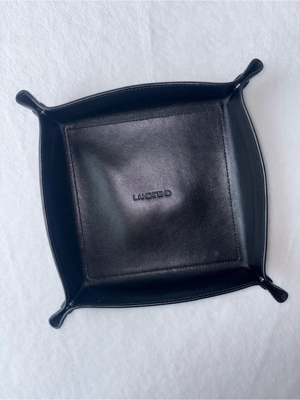 Lands’ End Leather Snap-Up Catchall/Valet Tray